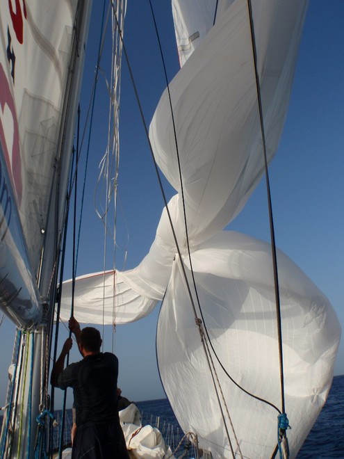 Cape Breton Island - Spinnaker Wrap © Clipper Ventures PLC . http://www.clipperroundtheworld.com